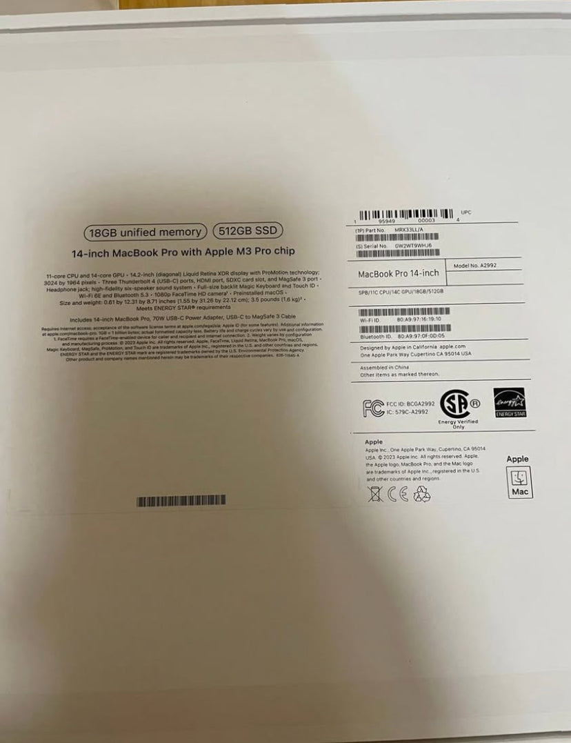 MacBook Pro 14” (2024) M3 Pro – 11-Core CPU, 14-Core GPU | Lightly Used – Excellent Condition